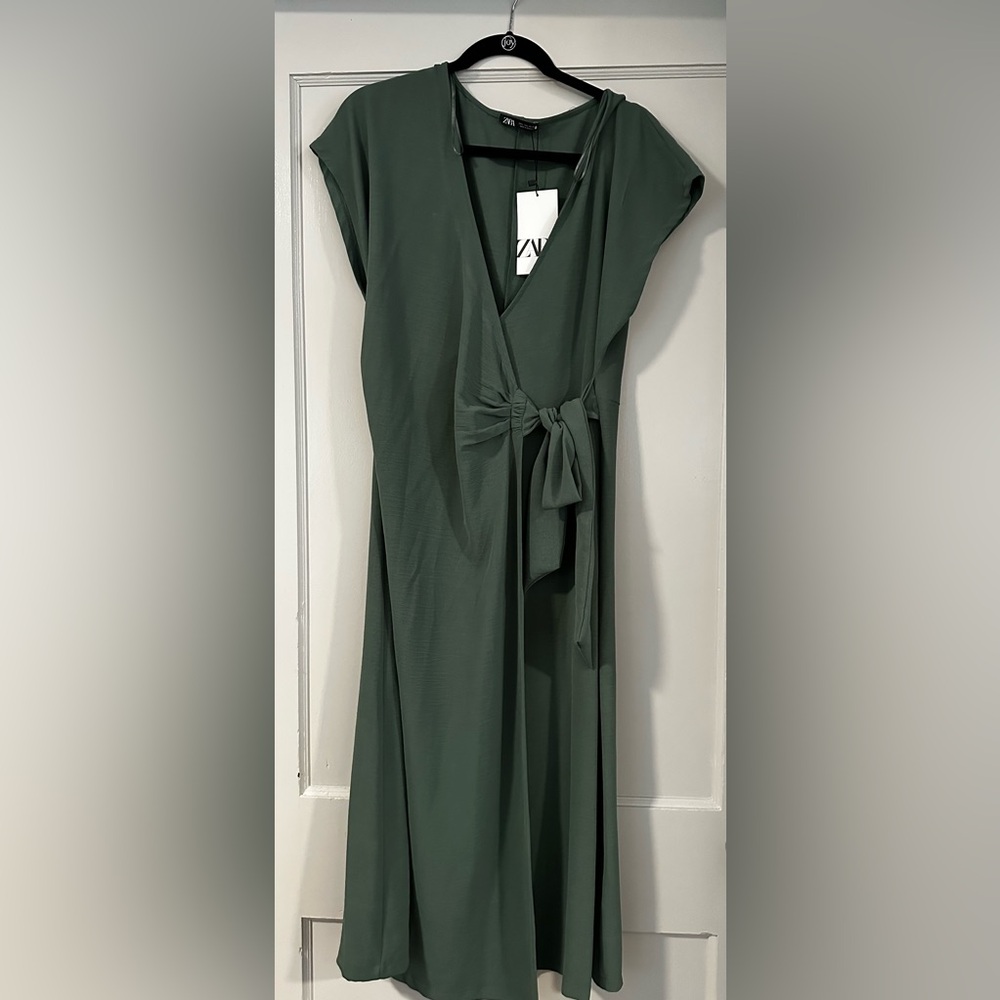 Zara Green Midi Sheath Dress for Cocktail